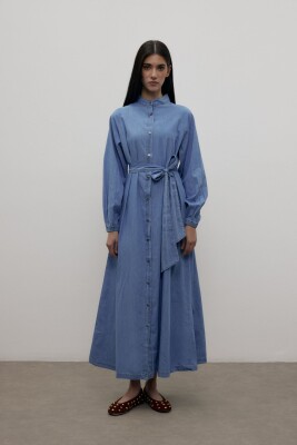 MerWish Basic Denim Elbise MAVİ 