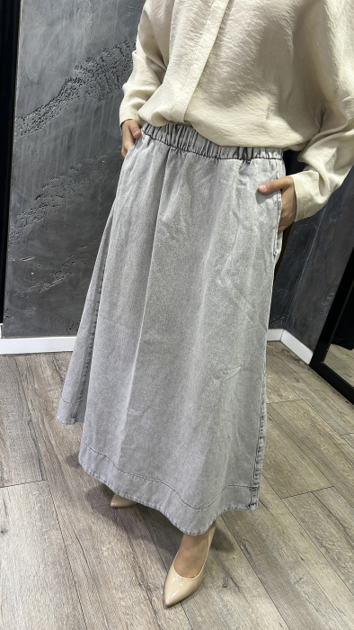 MerWish Spor Denim Etek Koyu Gri - 3