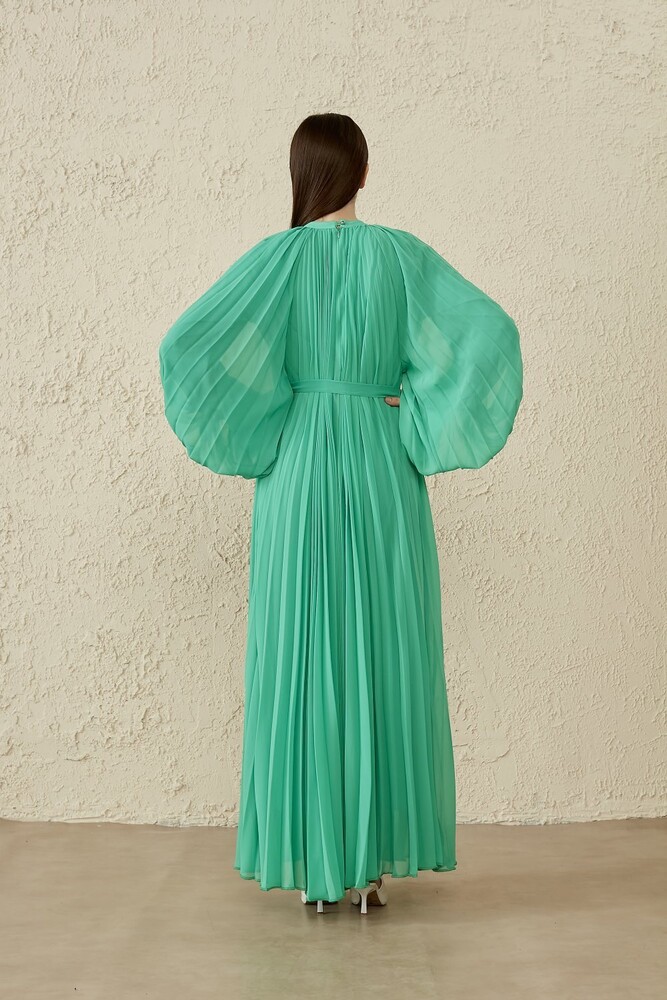 MerWish Yeşil Plisoley Elbise