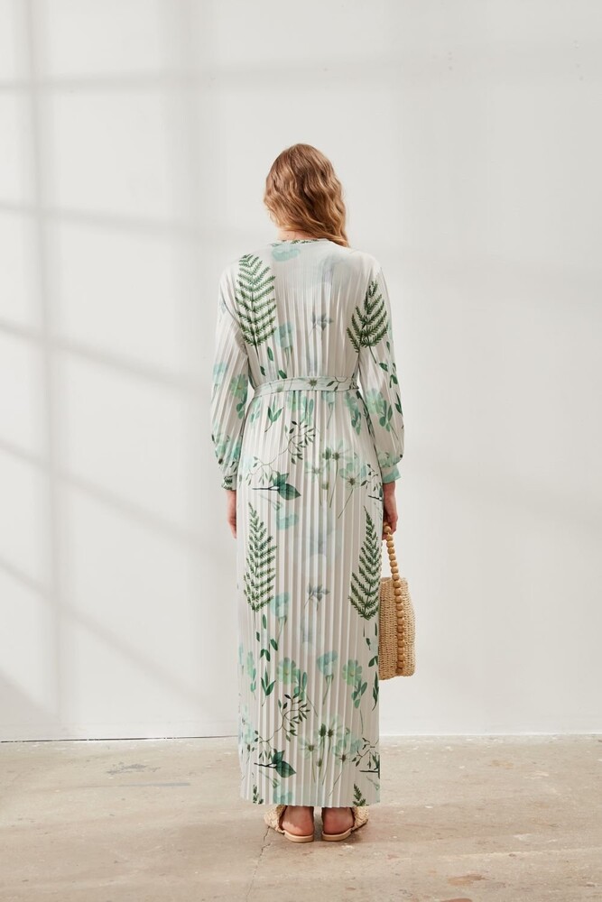 MerWish Yeşil/Taş Piliseli Elbise