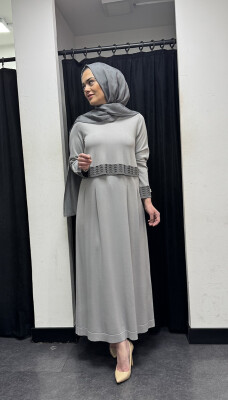 Miss Dalida Ajur Detaylı Triko Elbise GREY - 2