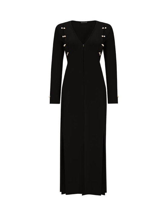 Miss Dalida Beli Kemerli Uzun Hırka BLACK - 1