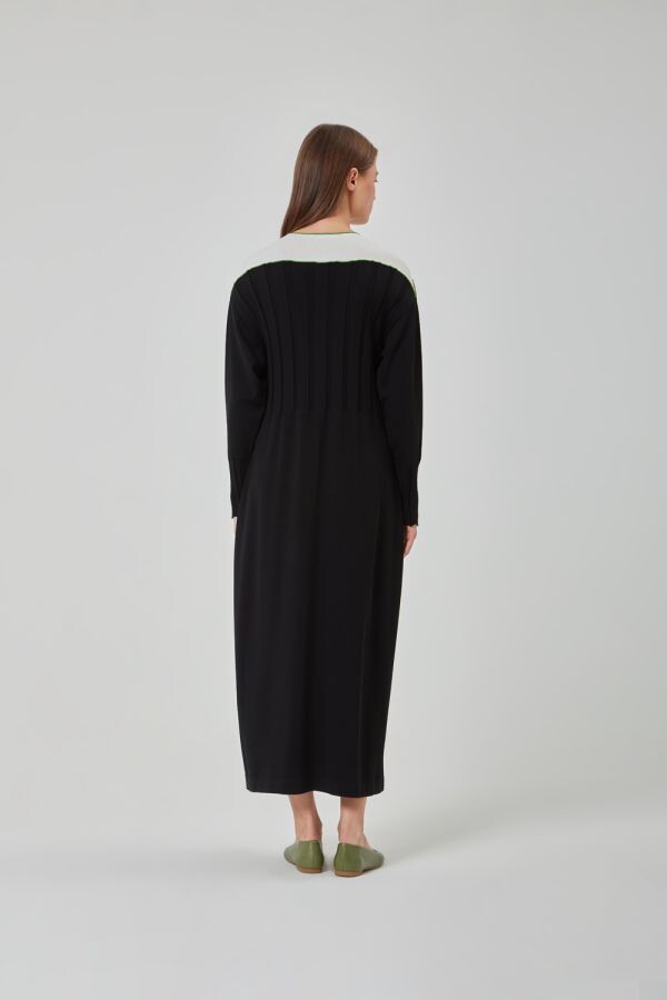 Miss Dalida Black Yakası Renk Detaylı Triko Elbise