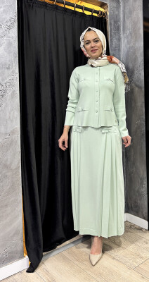 Miss Dalida Cep Kapaklı Triko Ceket Light Mint 
