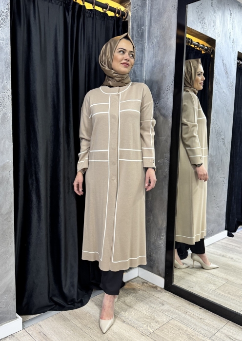 Miss Dalida Çizgi Şeritli Triko Hırka Coro-Camel - 2