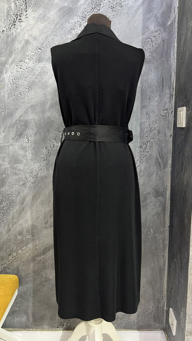 Miss Dalida Cupro Detaylı Triko Yelek BLACK - 7