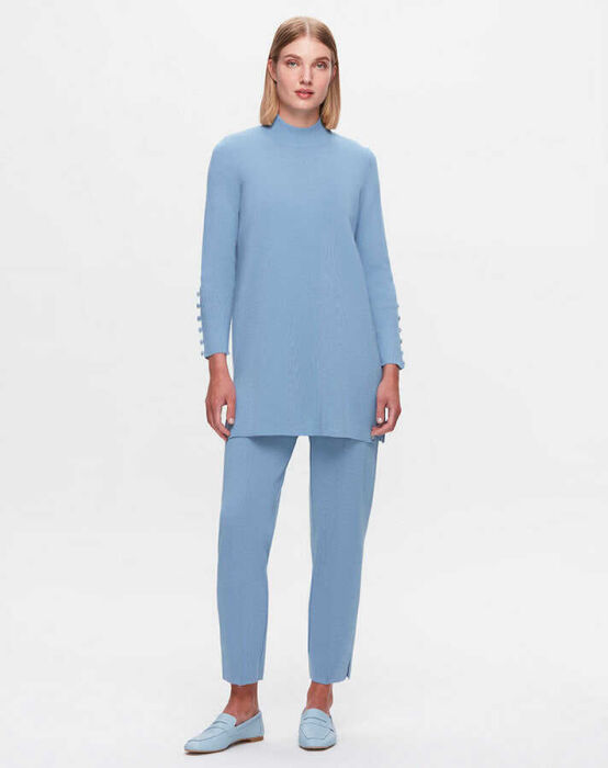 Miss Dalida Dar Paça Triko Pantolon BLUE - 1