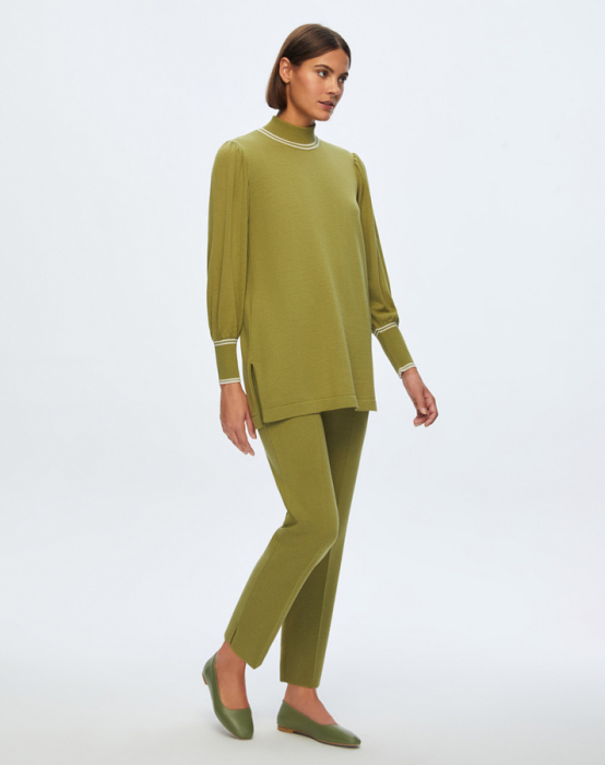 Miss Dalida Dar Paça Triko Pantolon Fiaba Olive - 1