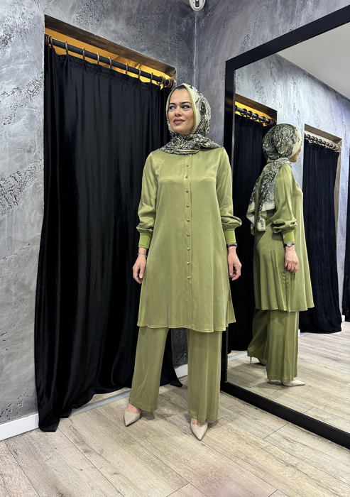 Miss Dalida Hakim Yaka Kupro Gömlek olive - 1