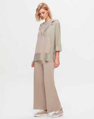 Miss Dalida Kapişonlu Poplin Detaylı Tunik Stone - 1