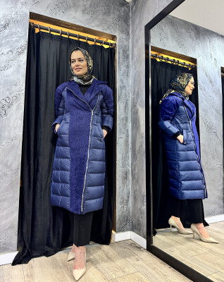 Miss Dalida Yumoş İp Detaylı Şişme Mont Navy Blue - 4