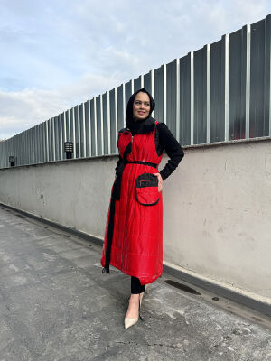 Miss Whence Kırmızı Yazılı Şişme Yelek KIRMIZI - 1