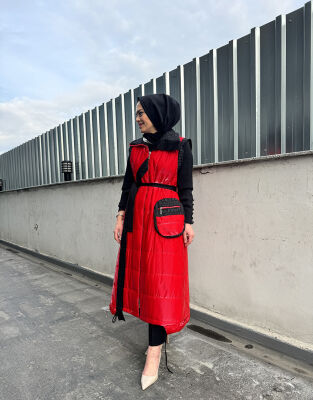 Miss Whence Kırmızı Yazılı Şişme Yelek KIRMIZI - 3