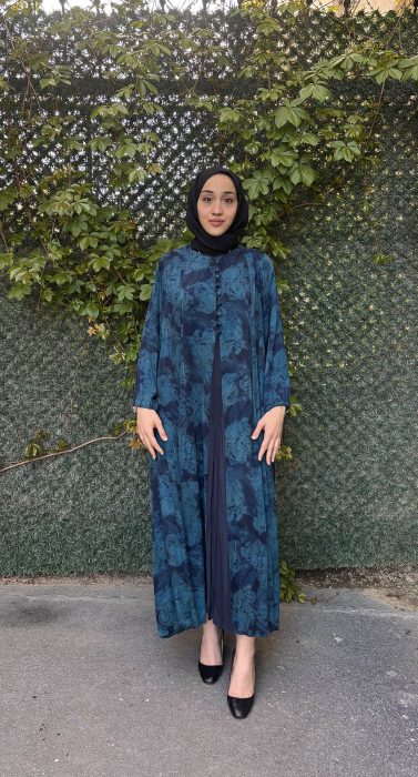 Miss Whence Önü Şifon İpek Elbise TURKUAZ - 1