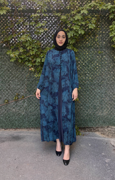 Miss Whence Önü Şifon İpek Elbise TURKUAZ - 3