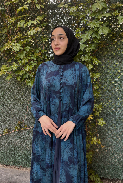 Miss Whence Önü Şifon İpek Elbise TURKUAZ - 4