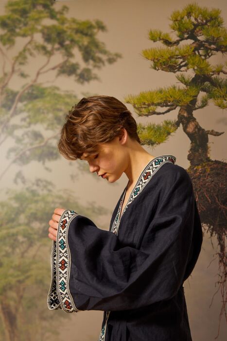 NiQozza Nina Nakışlı Kimono SİYAH - 2