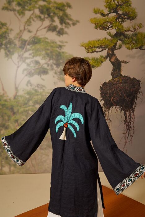 NiQozza Nina Nakışlı Kimono SİYAH - 4