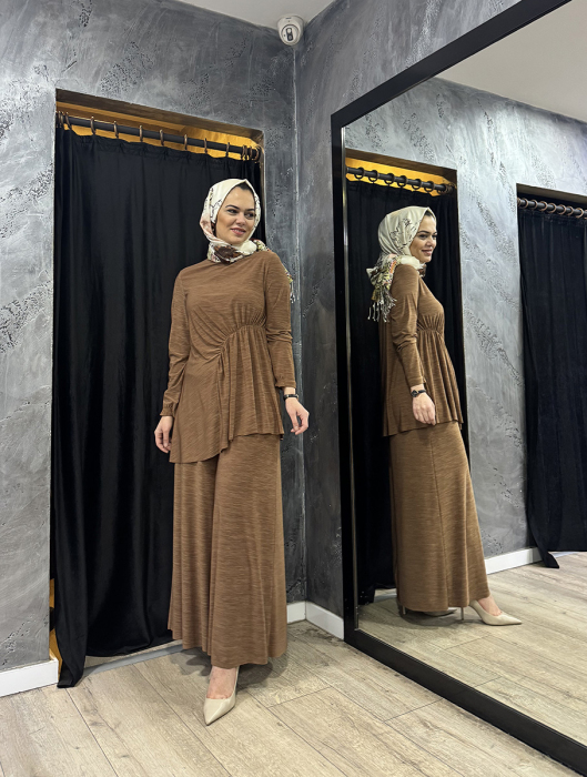 Noi Elenay Önden Büzgülü Bluz KOYU VİZON - 3