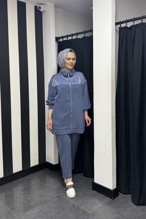 Nuss Fermuarlı Takım İNDİGO - 3