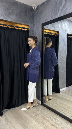 Nuss kolları Cupa Volan Detaylı Düğmeli Hırka LACİVERT 