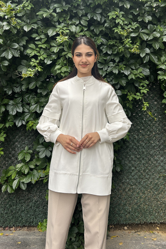 Nuss Kolları Organze Detaylı Kap EKRU 