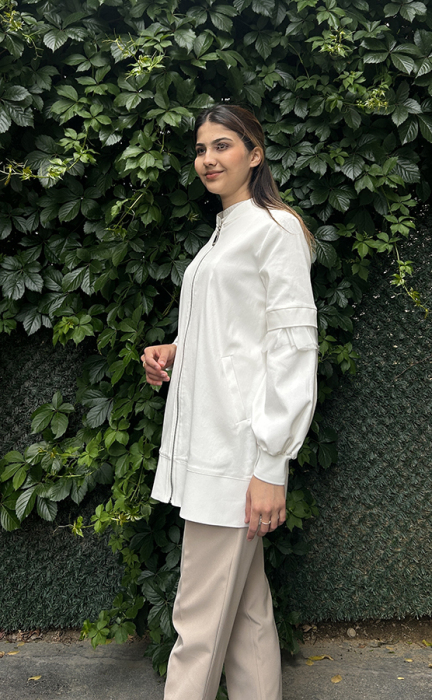 Nuss Kolları Organze Detaylı Kap EKRU - 3