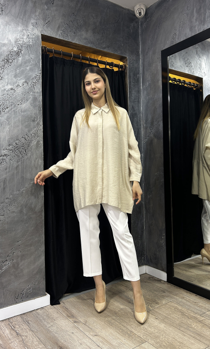 Nuss Oversize Gömlek BEJ - 1