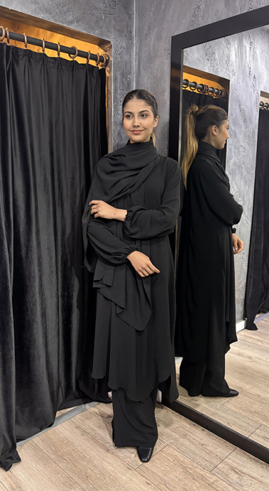 Studionish Tunik Pantolon Şal Üçlü Takım SİYAH - 4