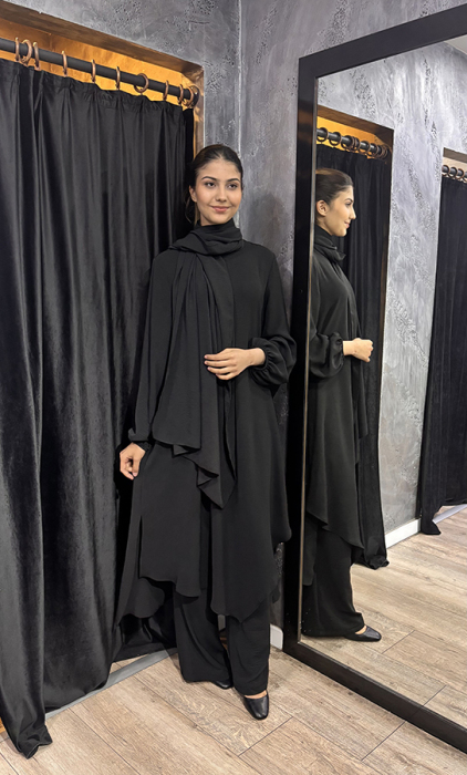 Studionish Tunik Pantolon Şal Üçlü Takım SİYAH - 5