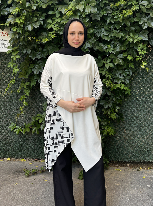 Tdee Geometrik Tunik KREM - 3