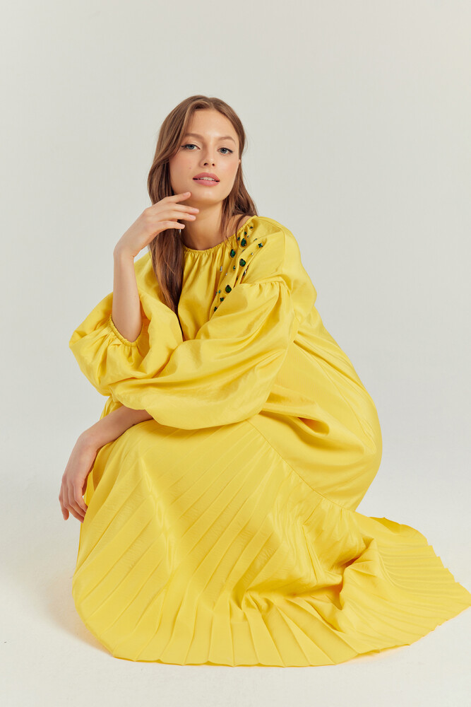 Venöve Sarı Reine Elbise