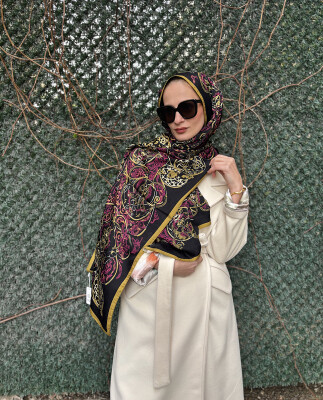 YaQa Retro Tibet Şal SİYAH-GOLD 