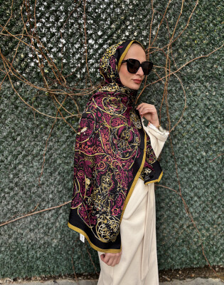 YaQa Retro Tibet Şal SİYAH-GOLD - 3