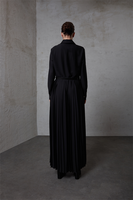 Yaqa Siyah Çıtlı Pilise Elbise - Thumbnail
