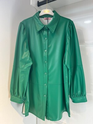 YaQa Yeşil Deri Gömlek - 1