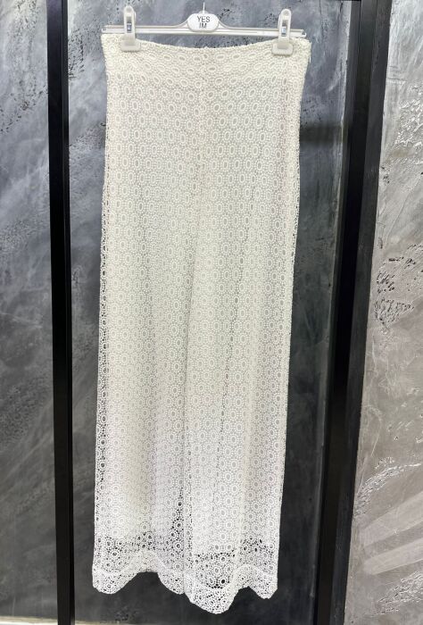 Yeşim Özcan Güpür Detaylı Pantolon BEYAZ - 1